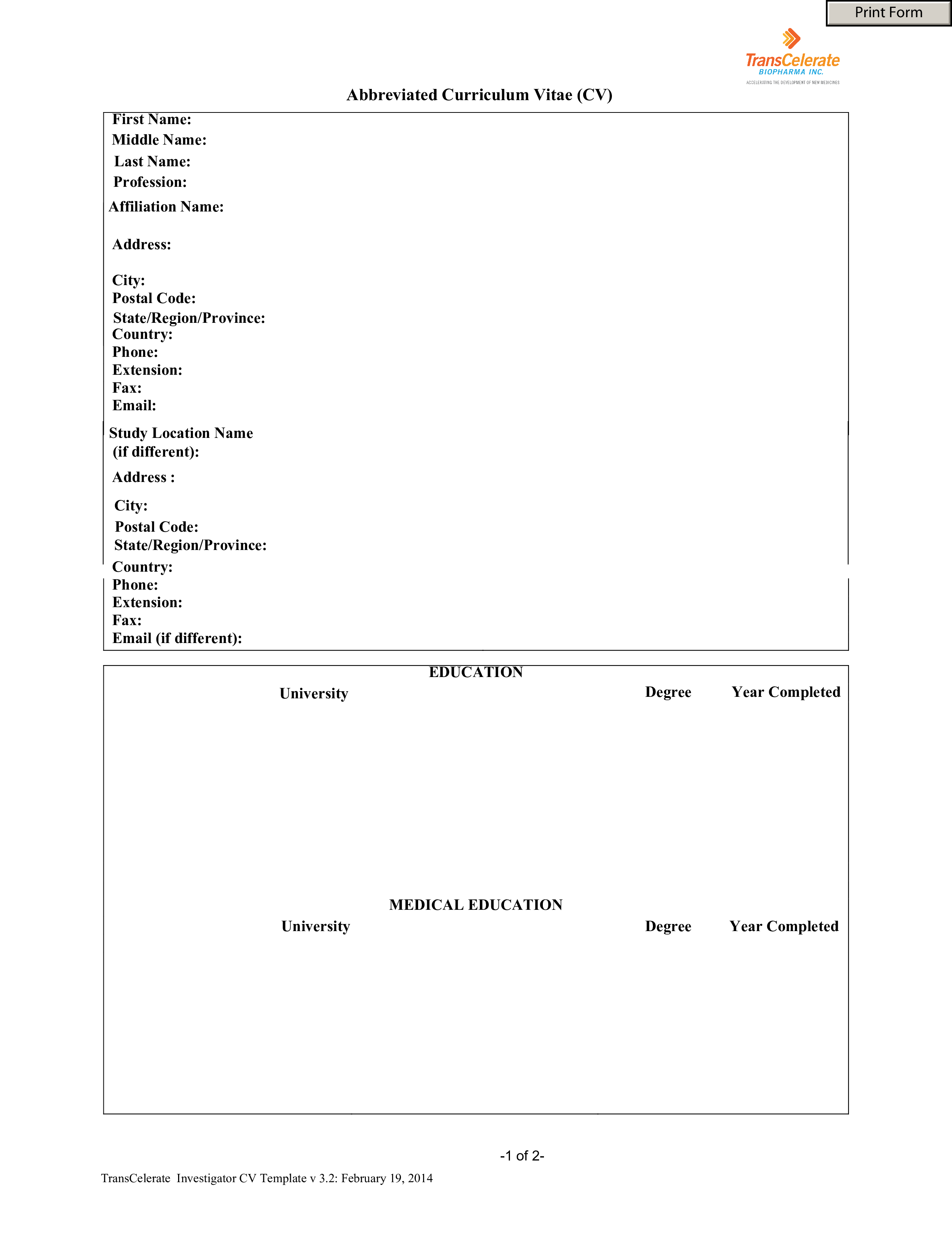 Choose Your Completed Curriculum Vitae Template