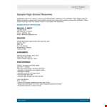 High School Resume Template | Student Certification Included example document template