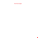 Printable Monthly Budget Template example document template