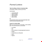 Formal Business Letter Format - PDF | Writing a Professional Letter example document template