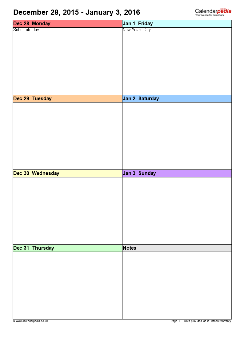 Weekly Calendar Template - Plan Your Week with Monday, Tuesday ...