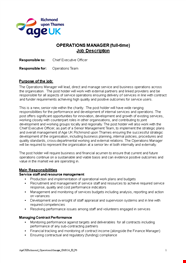 Operations Manager Job Description Management Service Performance 