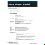 College Academic Resume example document template