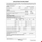 Generic Employment Application Template Word example document template