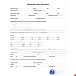 Residential Lease Application Form example document template