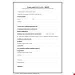 Certificate of Conformance for Builders | Address | Basix example document template