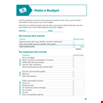 Monthly Printable Budget Worksheets for Tracking Income, Expenses, and Other Monthly Costs example document template