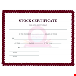 Create Professional Stock Certificates - Customizable Templates example document template