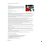 Computer System Analyst Job Description example document template 