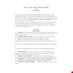 Customizable LLC Operating Agreement Template | Member-Manager Provisions example document template