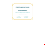 Student Leadership Award Template example document template