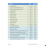 Whrc Product Price List example document template