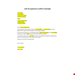Job Acceptance Letter to Company example document template