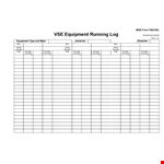 Printable Vse Equipment Running Log example document template