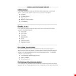 Professional Curriculum Vitae Template - Easy to Use with Clear Details and Section Numbers example document template