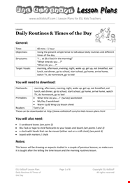 Daily Routine Lesson Plan