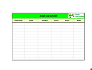 Basic Sign Up Sheet In Excel Printable