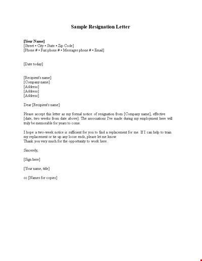 Effective Employee Resignation Letter to Serve Notice