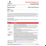 Employee Leave Policy for University example document template 