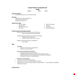 Medical Work Resume Sample example document template