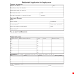 Sample Job Application Form For Restaurant example document template