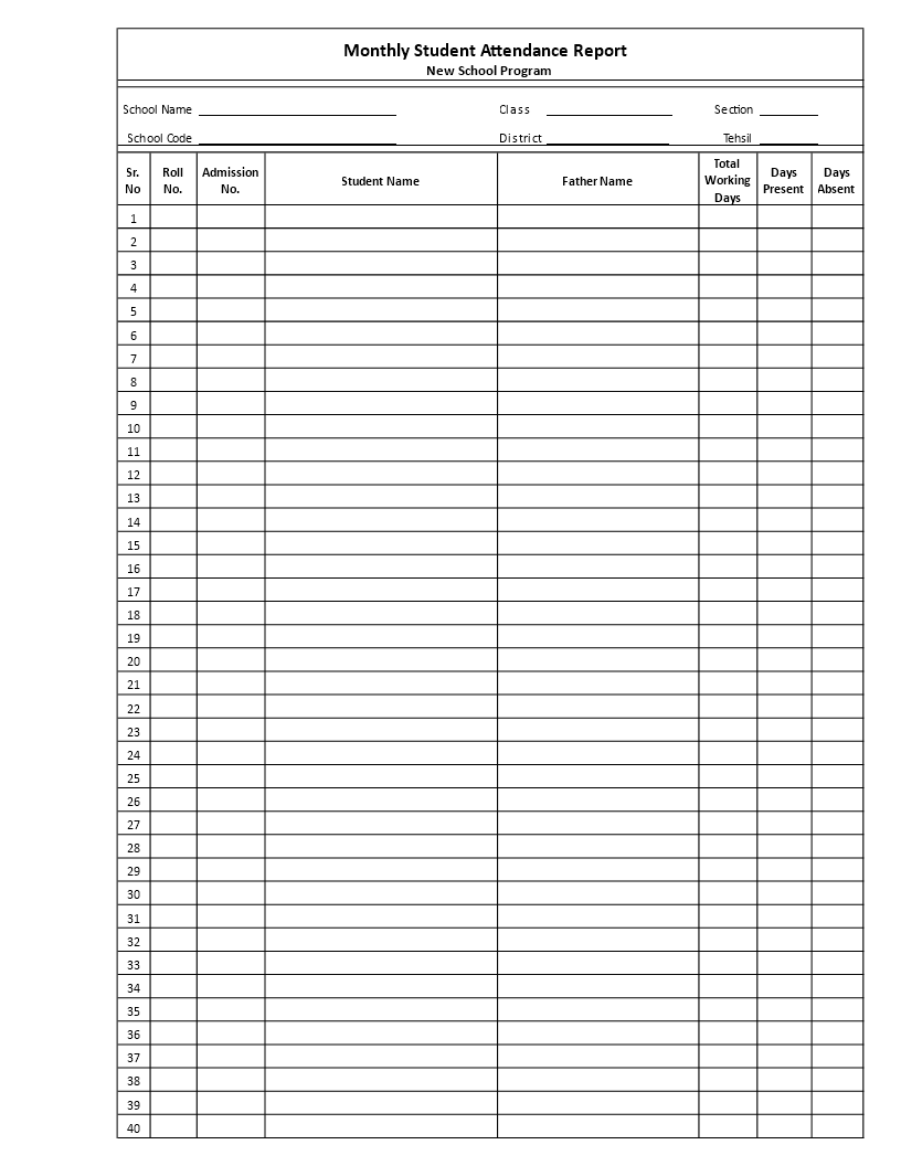 Generate a Comprehensive Monthly Student Attendance Report