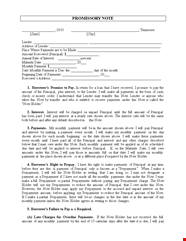 Create A Legally Binding Promissory Note Template For Payment With 