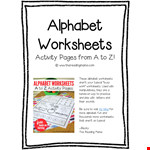 Kindergarten Alphabet Worksheet example document template