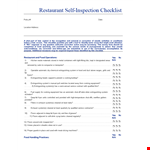 Restaurant Self Inspection Checklist example document template 