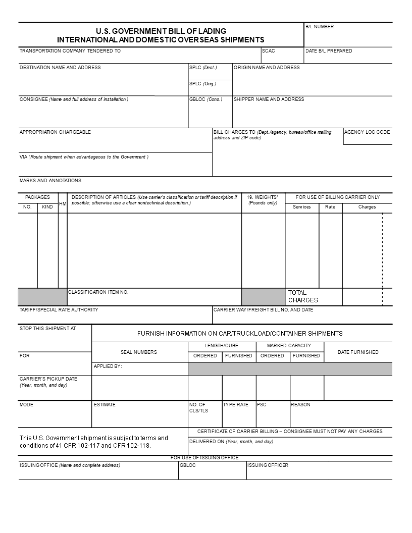 Carrier Charges - SF Document Templates with Description