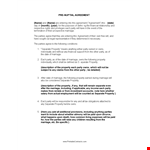 Prenuptial Agreement Template Form | Protect Your Property & Party example document template 