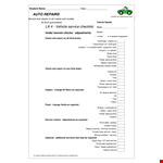 Vehicle Service Checklist Template example document template