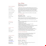 Sample Marketing Executive Resume example document template