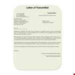 Easy-To-Use Letter of Transmittal Template - Streamline Your Document Workflow example document template