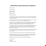 Job Application as a Journalist example document template