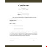 Certificate of Conformance | Ensure Product Conformity | Applicant example document template