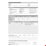 Warning Notice for Employees | Addressing Violations by Employees example document template 