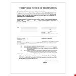 Thirty Day Notice Of Termination example document template