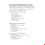 Quick and Easy Wedding Planning Checklist example document template