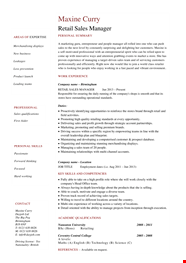 Retail Sales Manager Resume