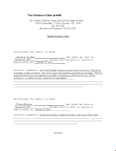 Get Authentic Doctor Notes Template for School