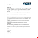 New Client Letter Template for Effective Session Minutes and Treatment example document template