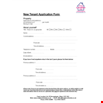 New Tenant Application Form example document template