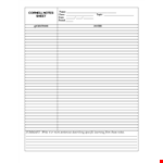 Effortlessly Organize Your Class Notes with Cornell Notes Template example document template