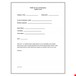 Employee Emergency Notification Update Form example document template 