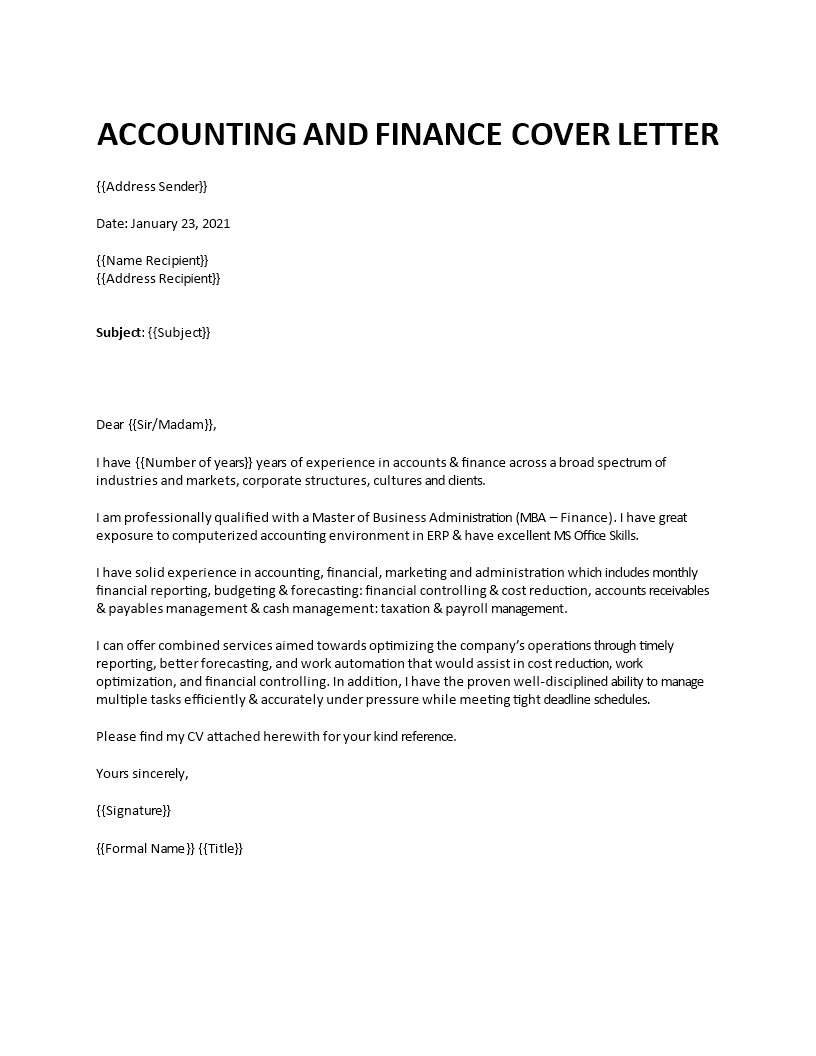 cover letter template mba