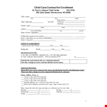 Daycare Contract for Child Care: Set Hours and Times example document template 