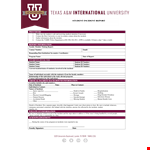 Student Incident example document template