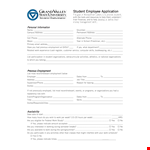 Student Employee Application example document template