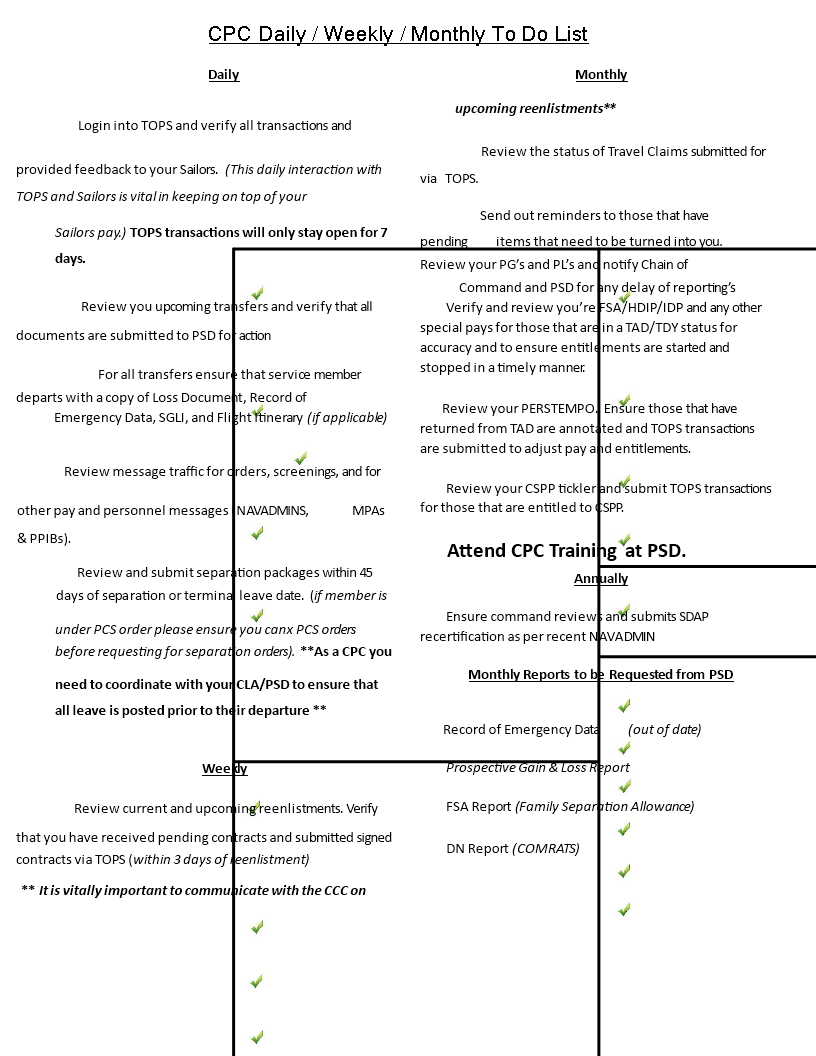 Monthly To Do Checklist Template - Report, Review, Ensure